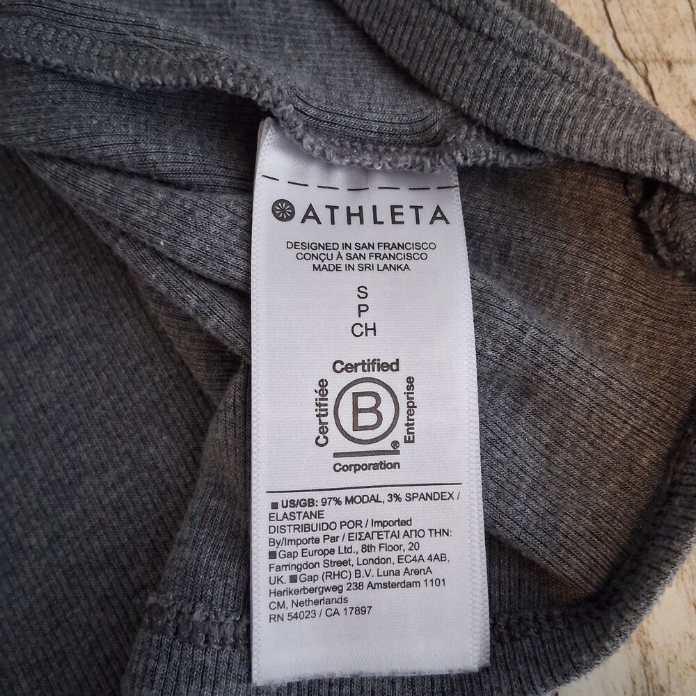 Athleta With Ease Oversized Rib Tee Gray Small High-Low Hem Athleisure Workout - Picture 10 of 11